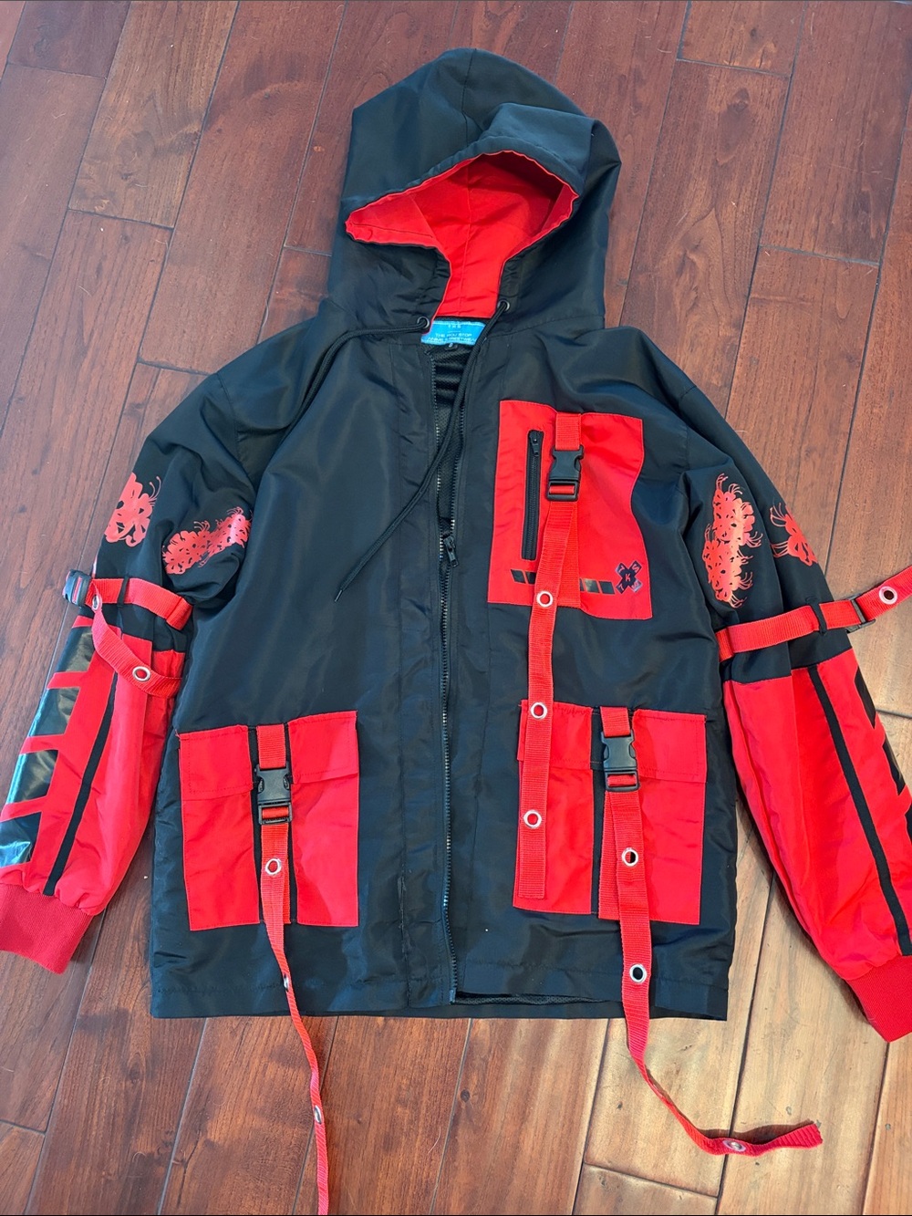 The Kigu Shop. TKS . Red & Black Hooded Youth Jacket with Utility Pockets